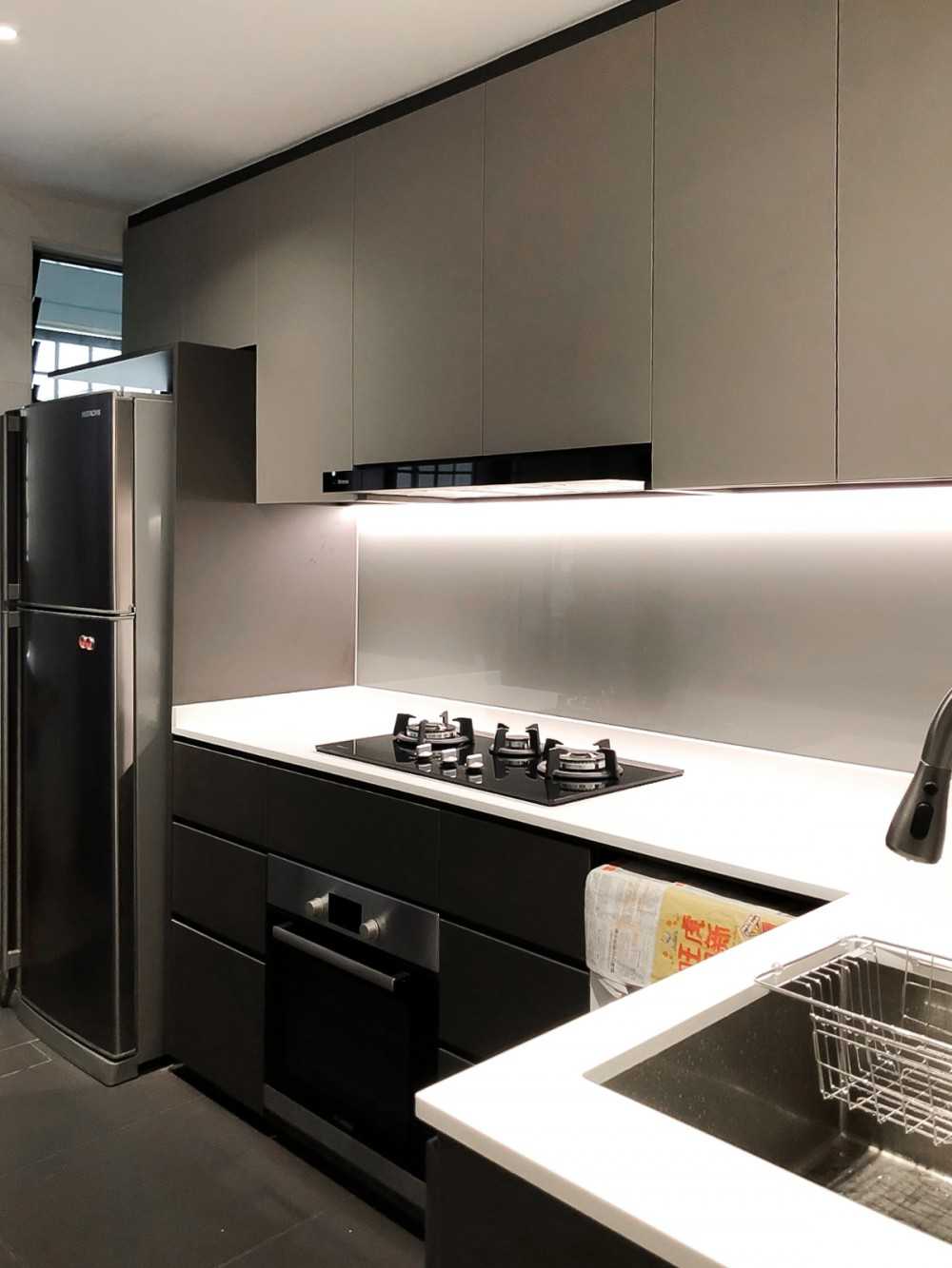 Modern Kitchen with Kitchen Accessories and Paintings