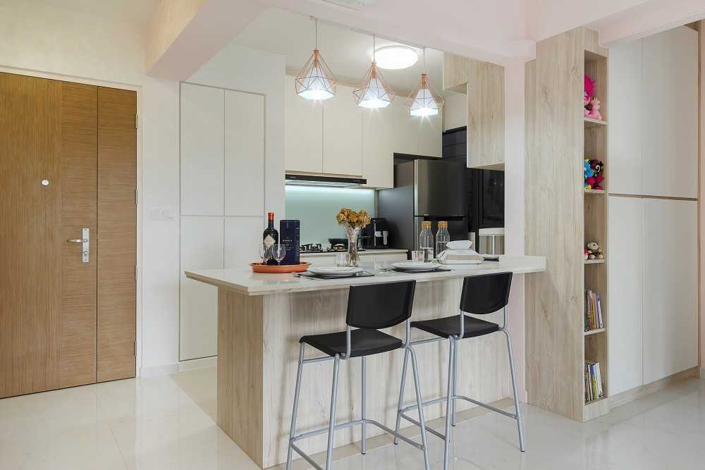 Scandinavian Kitchen with Countertop and Kitchen Island