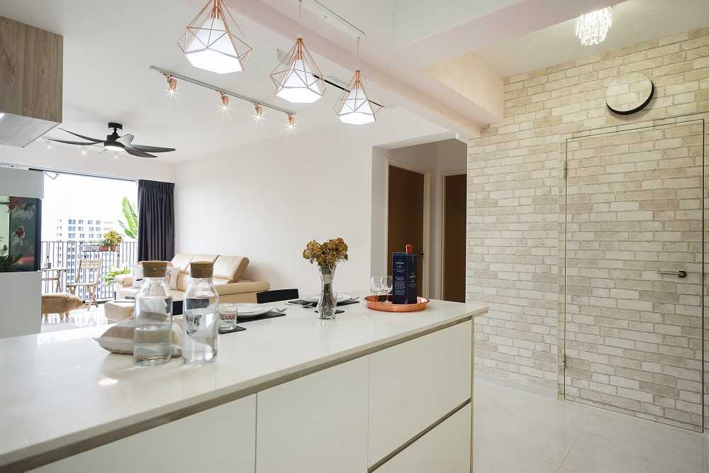 Scandinavian Kitchen with Countertop and Kitchen Island