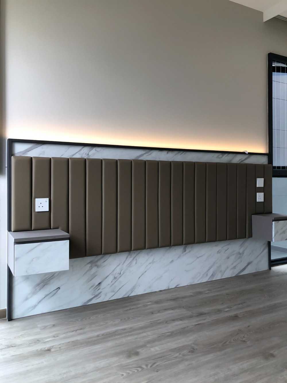 Modern Bedroom with Built-in Bed and Panelling