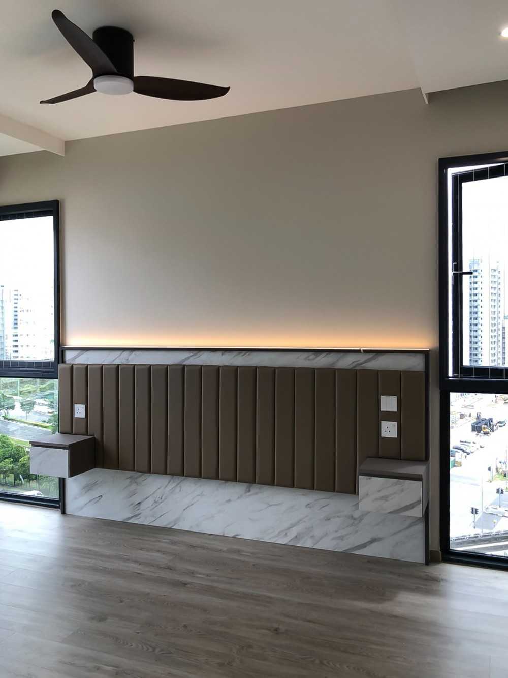 Modern Bedroom with Built-in Bed and Panelling