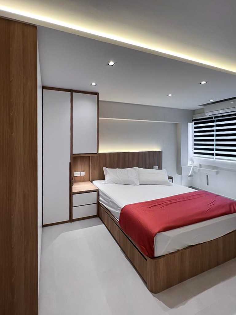 Scandinavian Bedroom with Wardrobe and Built-in Bed