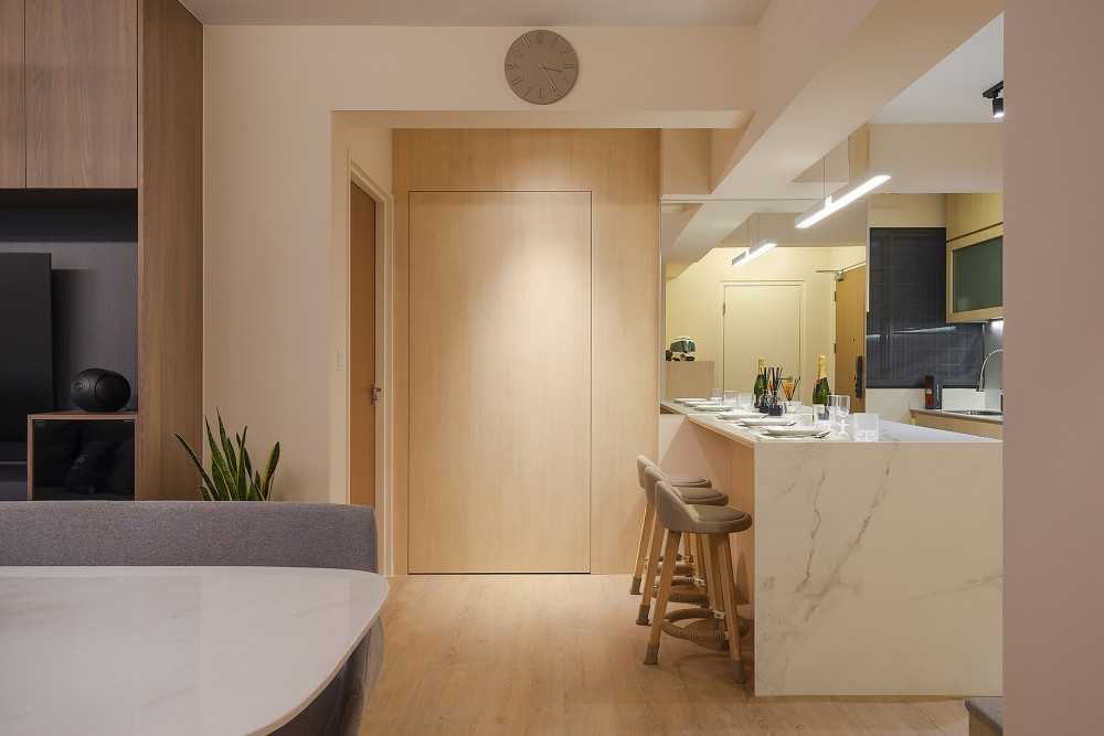 Scandinavian Kitchen with Countertop and Vinyl Flooring