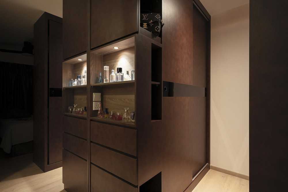 Scandinavian Bedroom with Vinyl Flooring and Wardrobe
