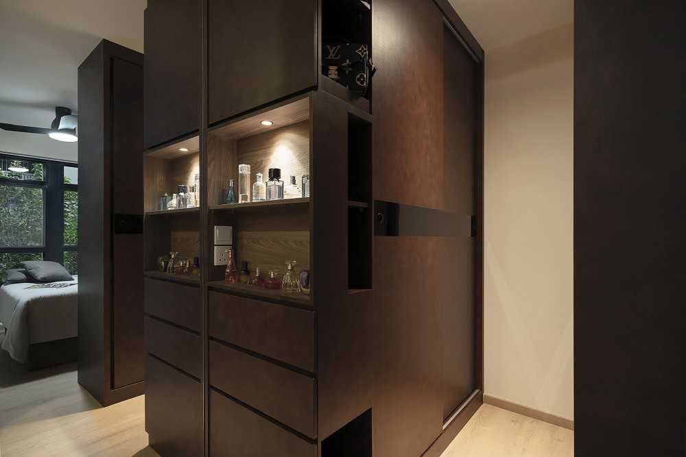 Scandinavian Bedroom with Vinyl Flooring and Wardrobe