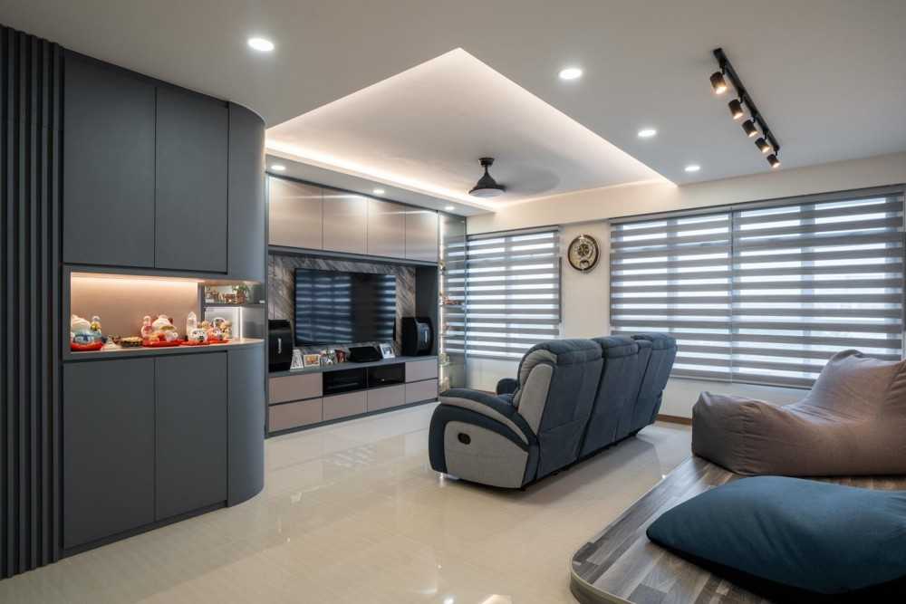 Modern Living Room with Vinyl Flooring and Homogeneous Tiles