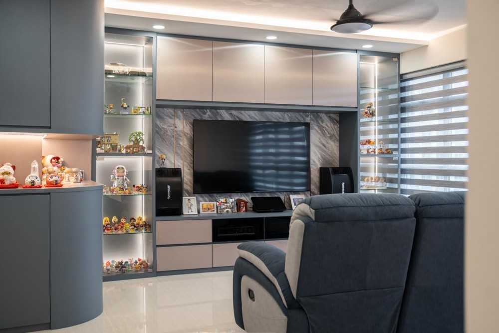 Modern Living Room with TV Console and Feature Wall