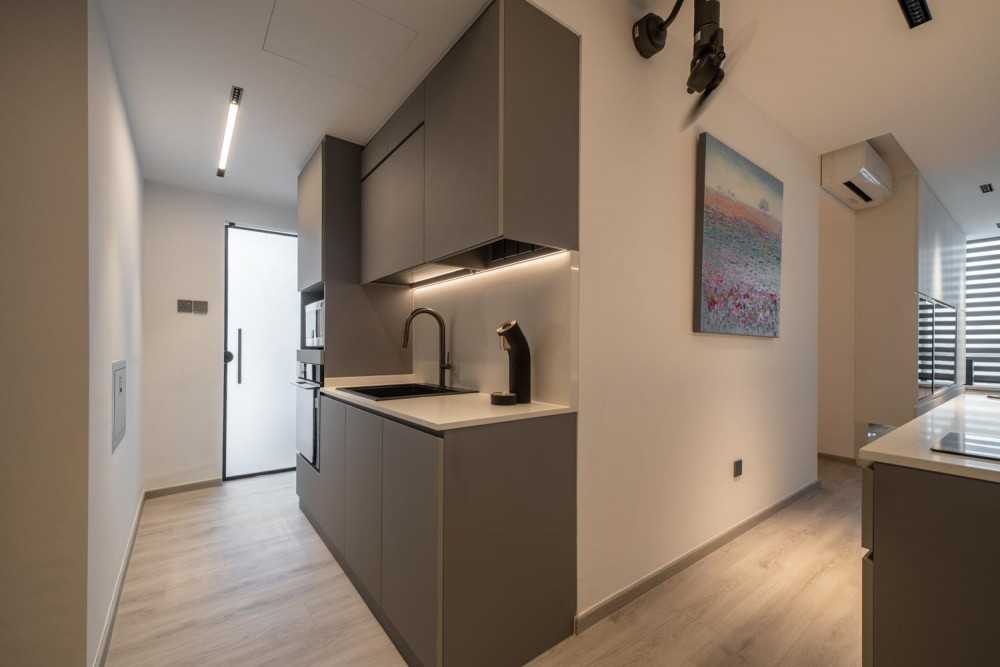 Modern Kitchen with Vinyl Flooring and Wood Flooring