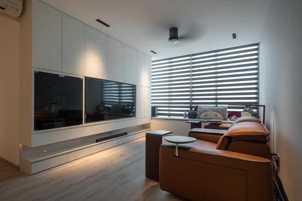 Modern Living Room with Vinyl Flooring and Sofa