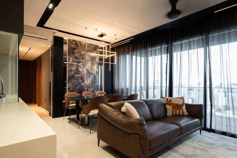Contemporary Living Room with Feature Wall and Sofa