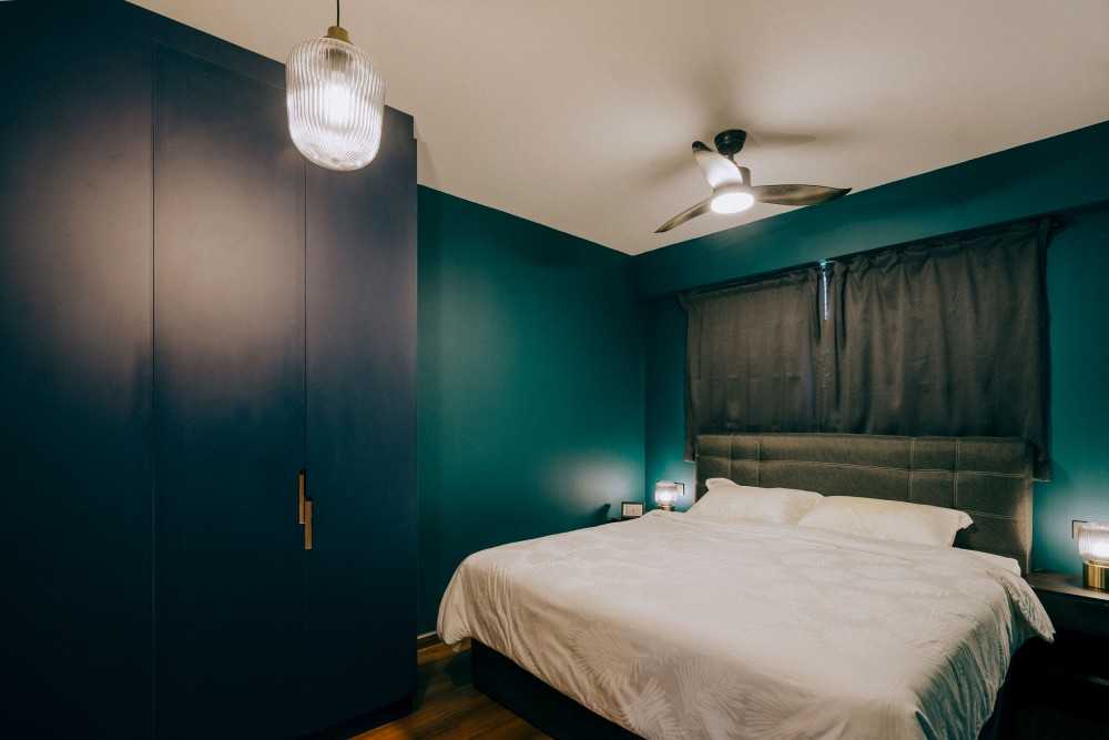 Country Bedroom with Wardrobe and Chandelier