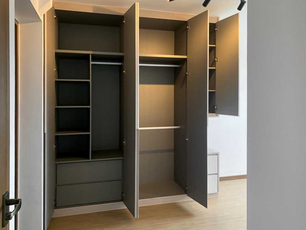 Scandinavian Bedroom with Wardrobe and Bedside Table