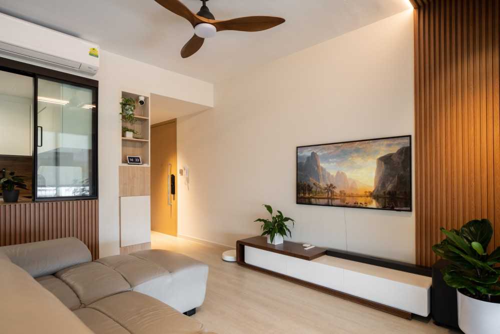 Modern Living Room with TV Console and Sofa