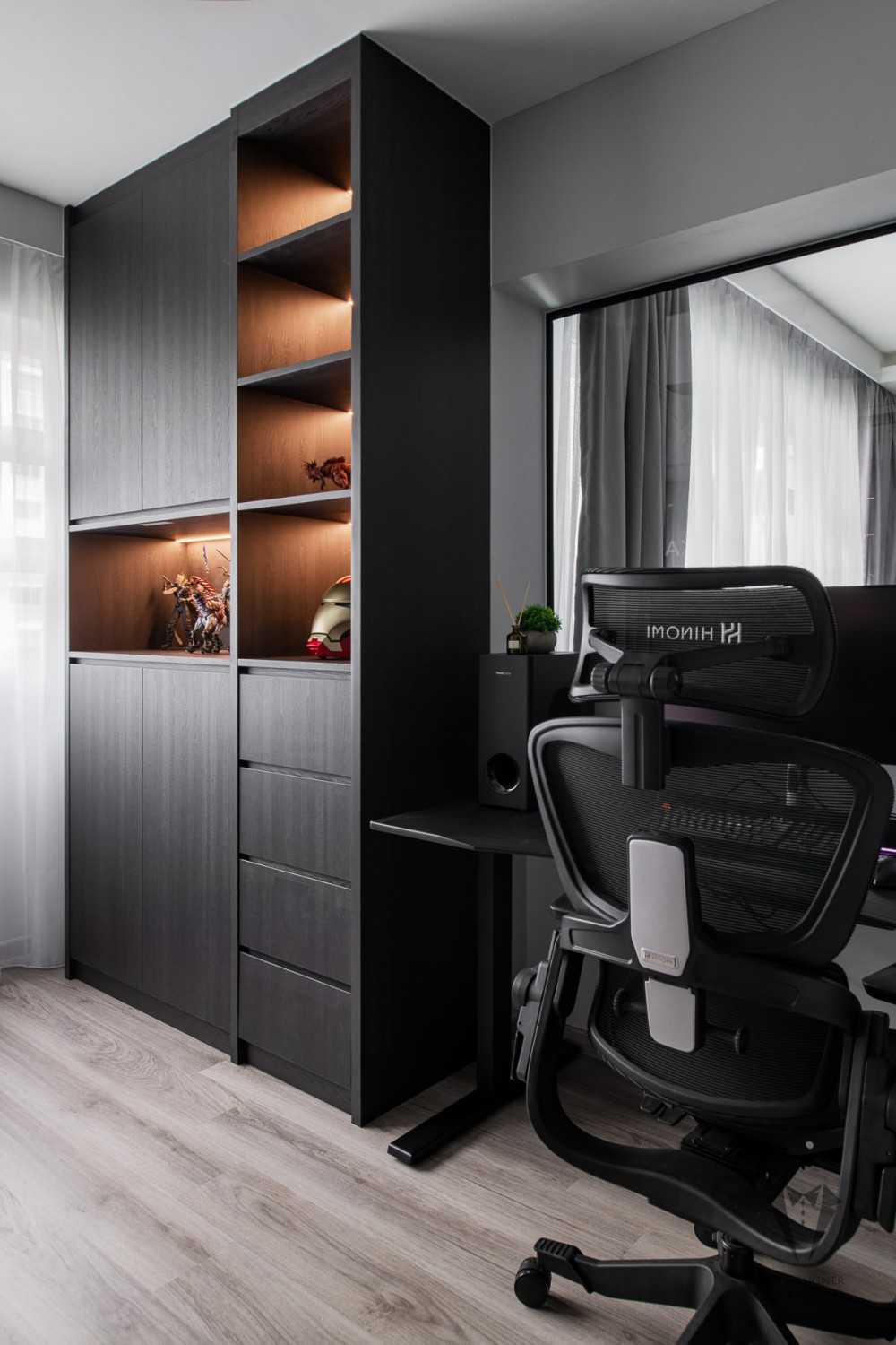 Contemporary Study with Bookshelf and Storage Cabinets