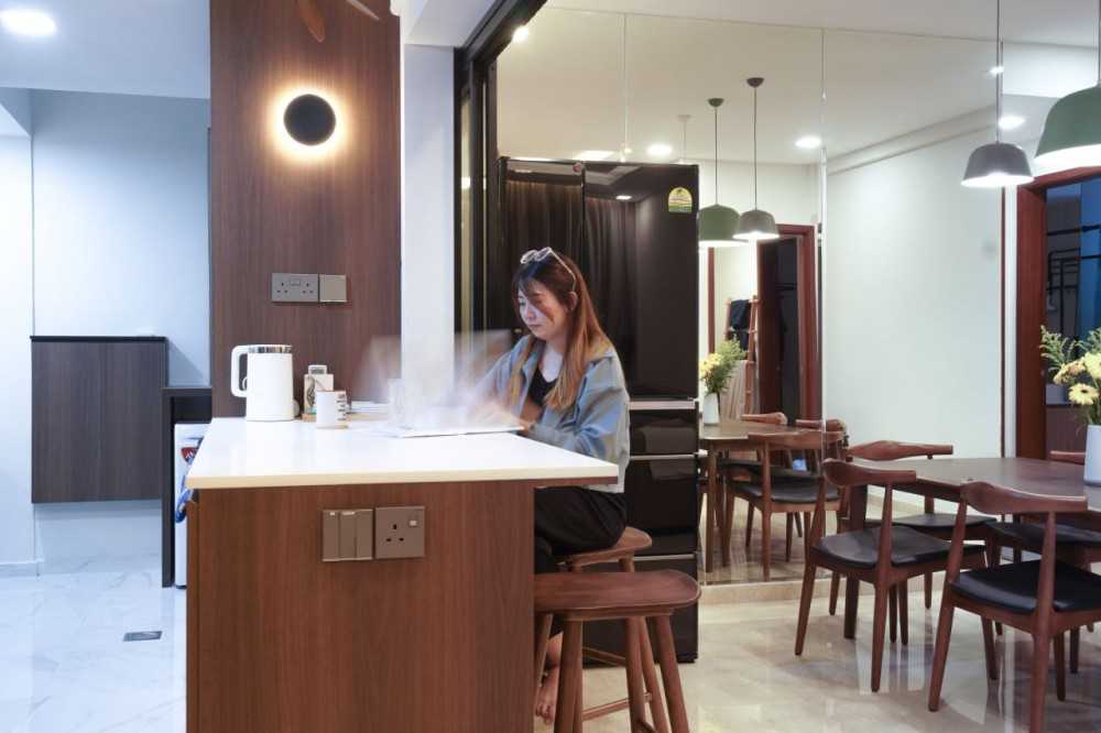 Scandinavian Kitchen with Countertop and Kitchen Island