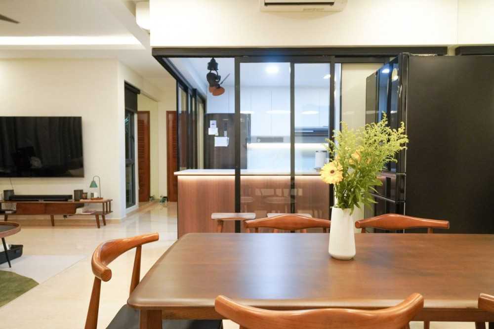 Scandinavian Dining Room with Cove Lighting and Downlights