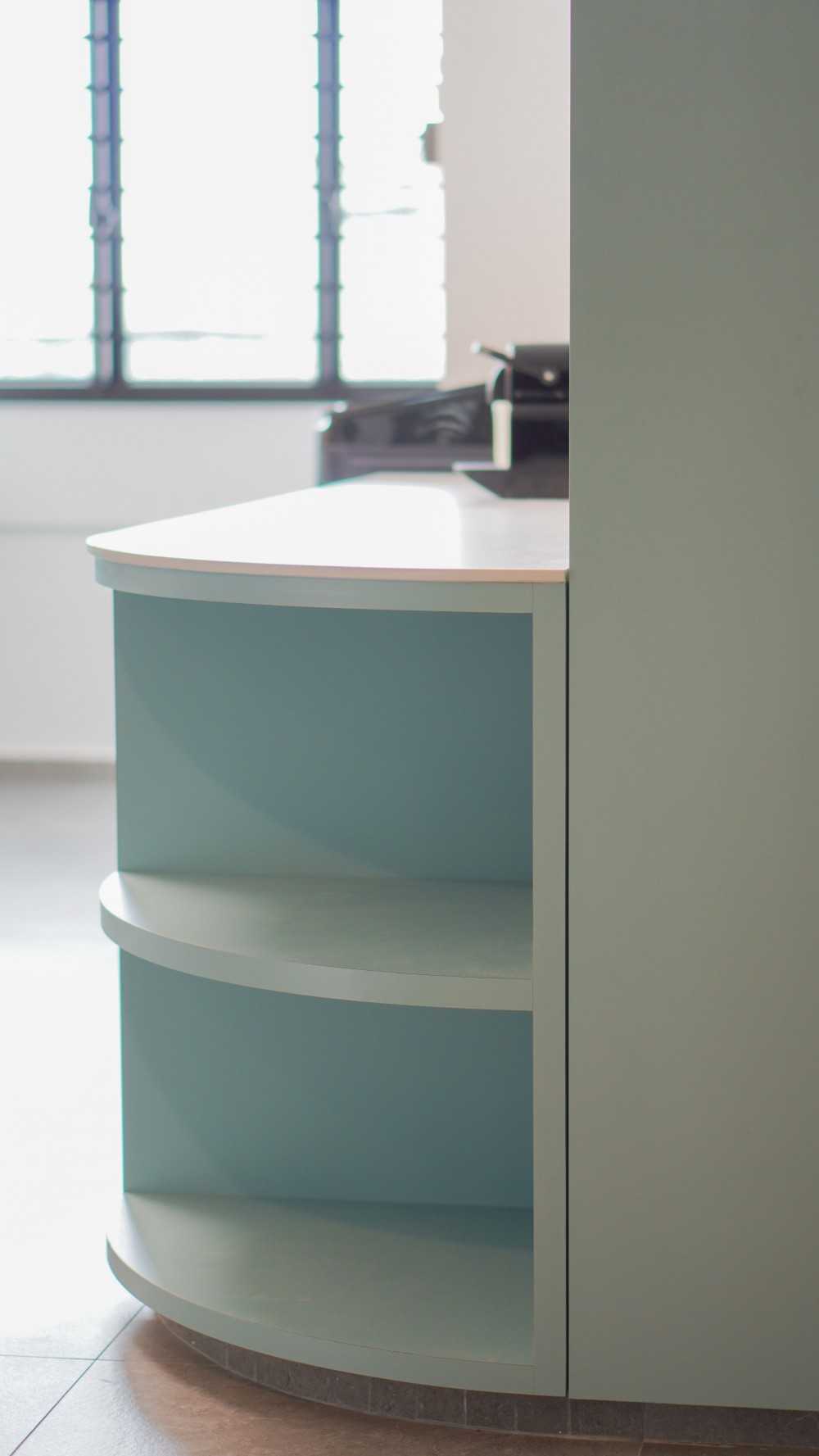 Scandinavian Kitchen with Countertop and Homogeneous Tiles