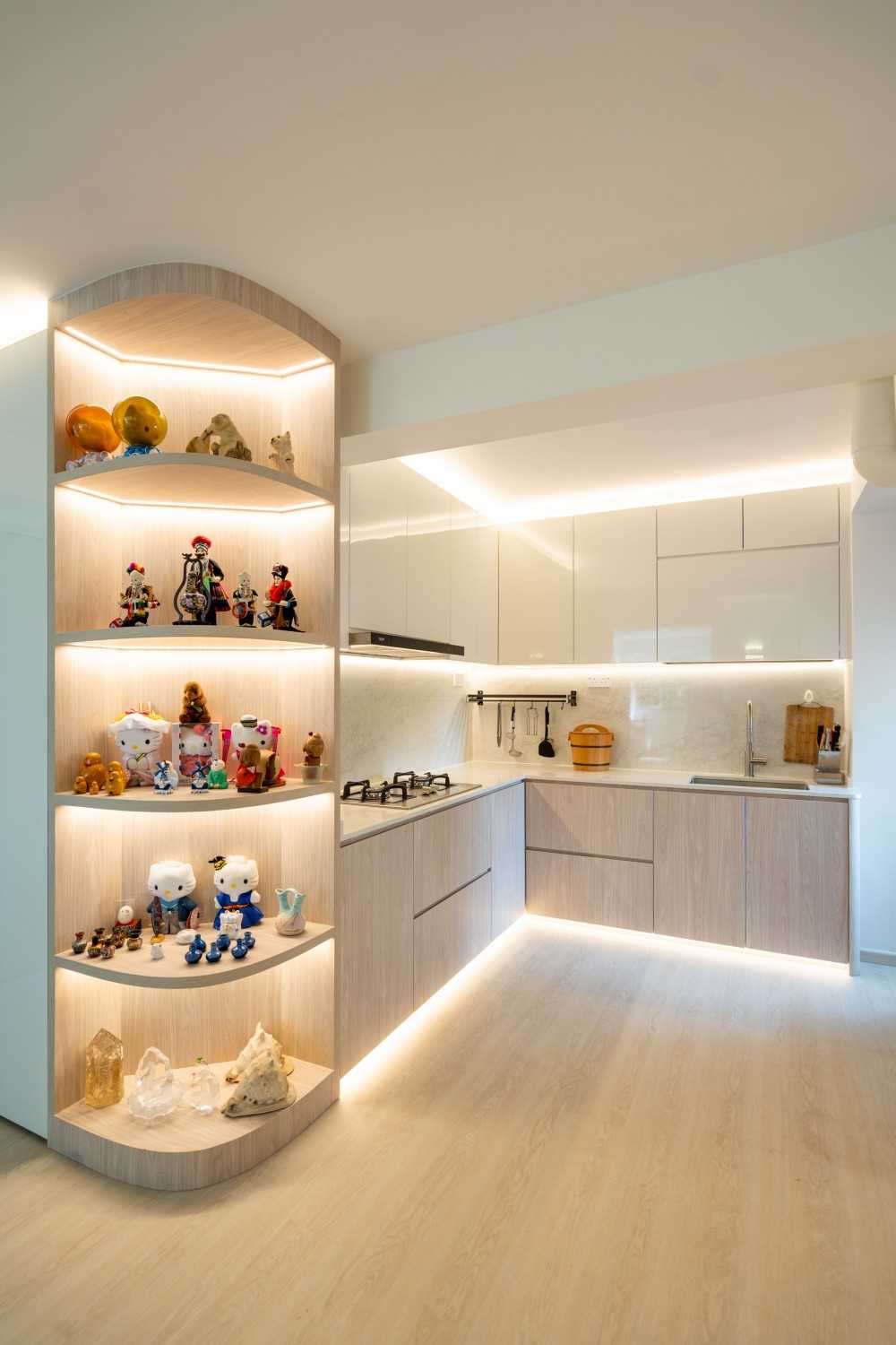 Scandinavian Kitchen with Countertop and Vinyl Flooring