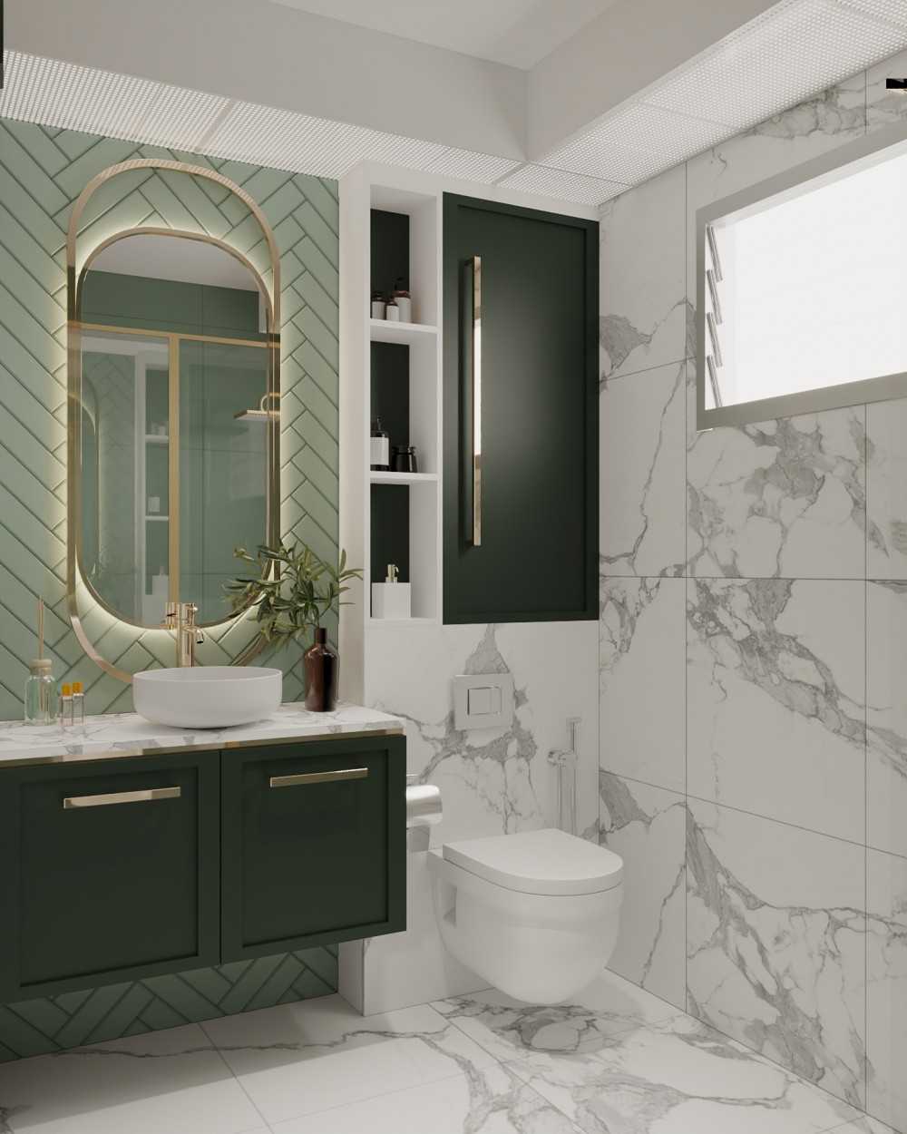 Modern Bathroom with Mirror and Cove Lighting