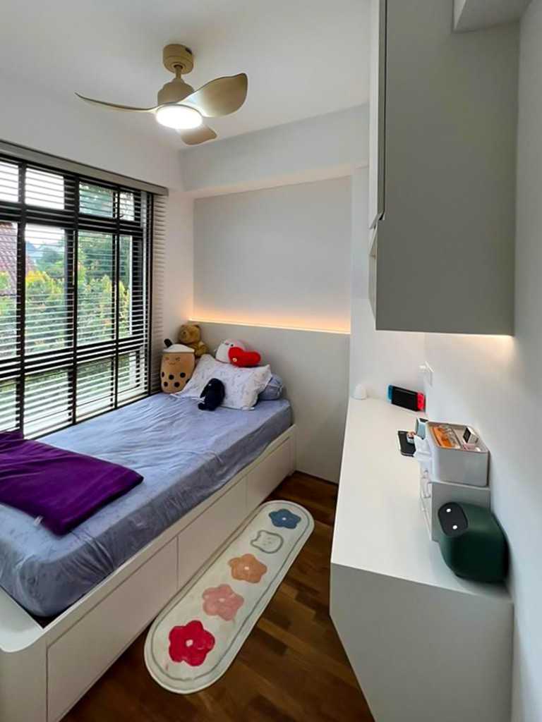 Scandinavian Bedroom with Feature Wall and Built-in Bed