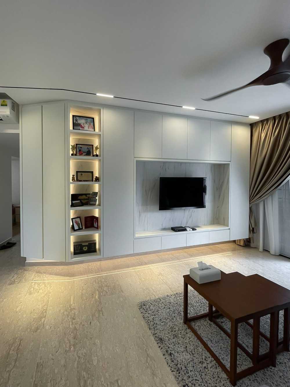 Scandinavian Living Room with TV Console and Paintings