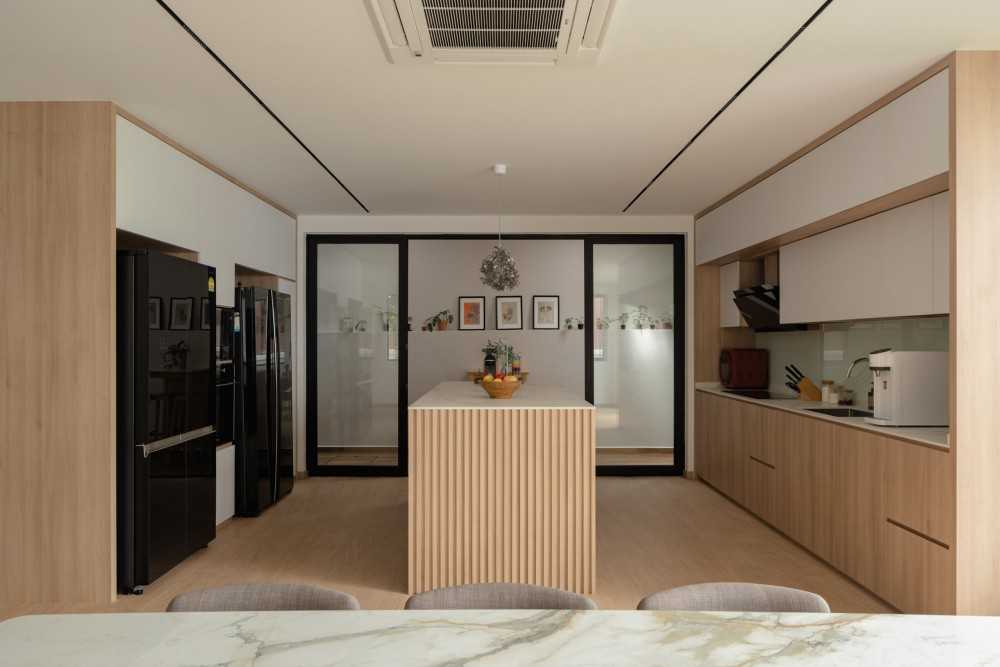 Scandinavian Kitchen with Kitchen Island and Cupboard