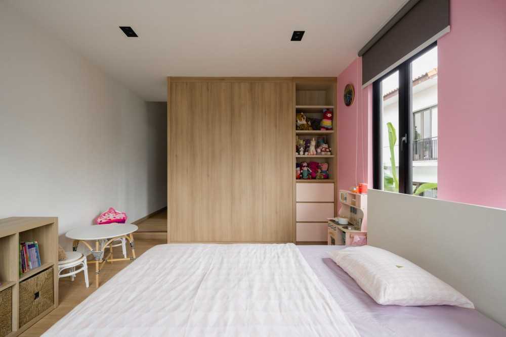 Scandinavian Bedroom with Ceiling Light and Closet