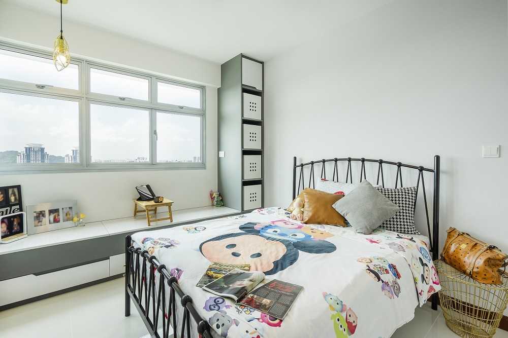 Contemporary Bedroom with Wardrobe and Bedside Table