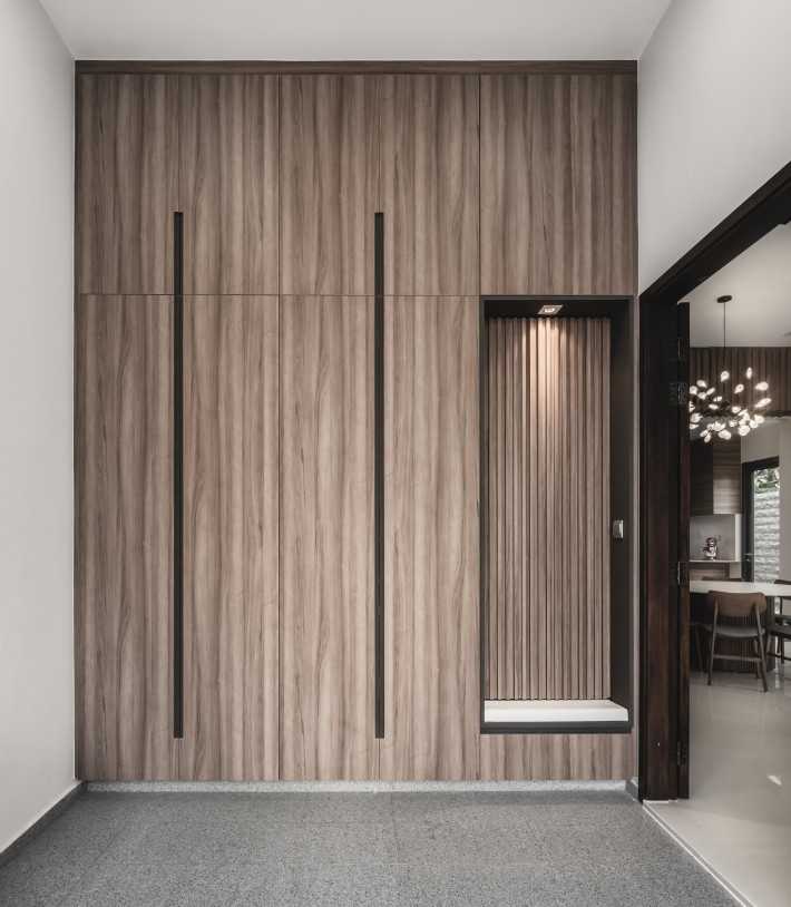 Contemporary Hallway with Settee and Downlights