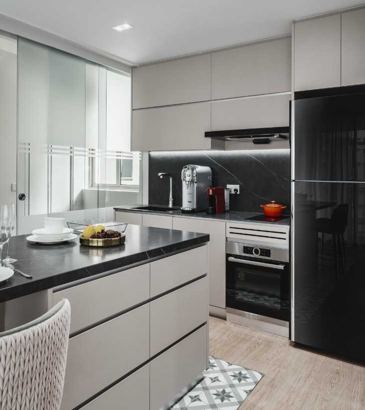 Modern Kitchen with Countertop and Vinyl Flooring
