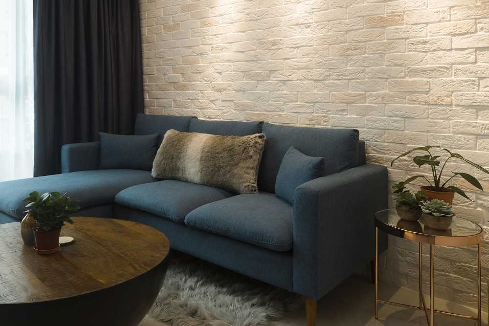 Contemporary Living Room with Feature Wall and Sofa