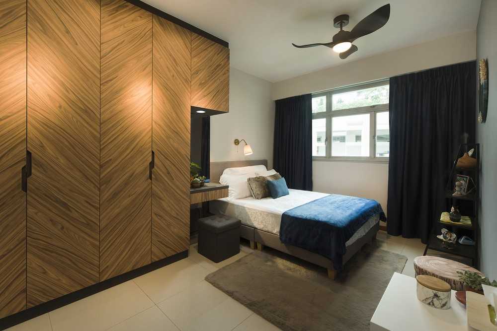 Contemporary Bedroom with Wardrobe and Bedside Table