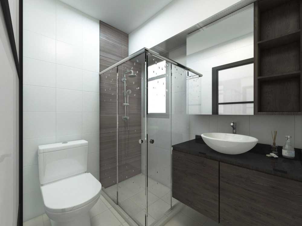 Contemporary Bathroom with Countertop and Shower Screen