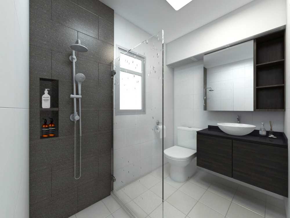 Contemporary Bathroom with Countertop and Mirror