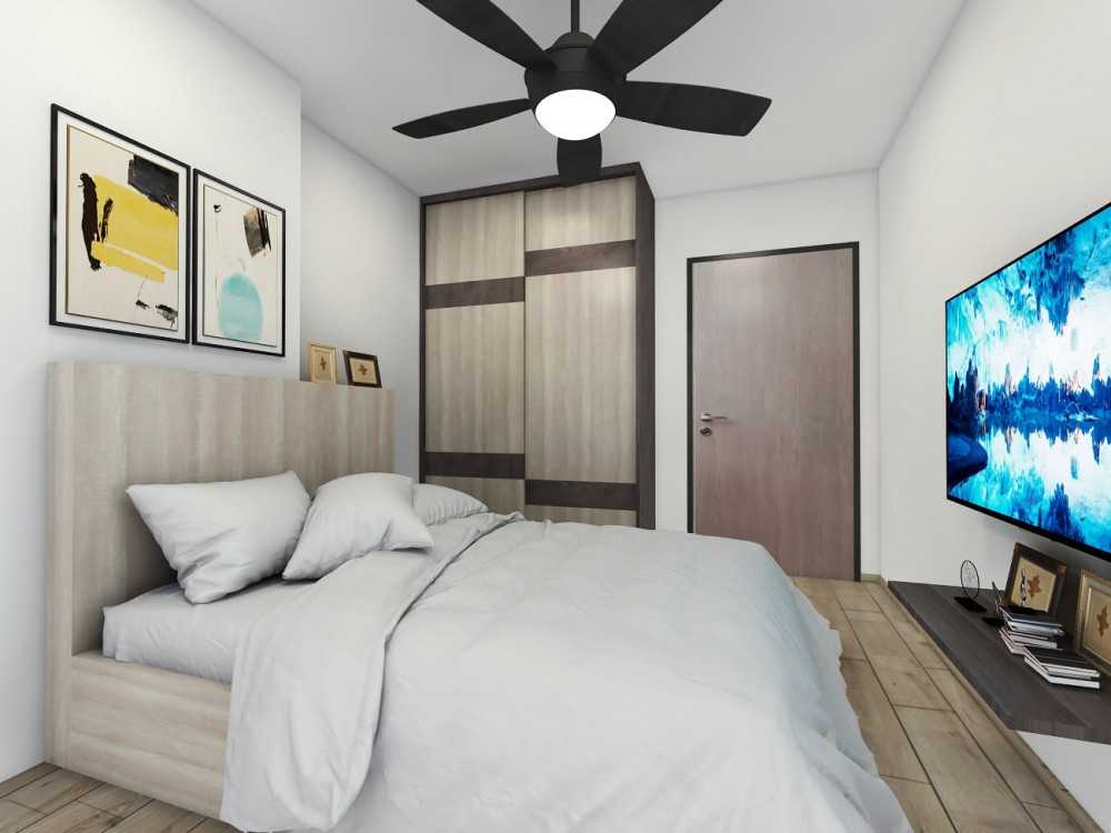 Contemporary Bedroom with Wardrobe and Sliding Wardrobe