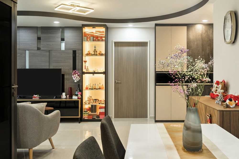 Contemporary Living Room with TV Console and Feature Wall