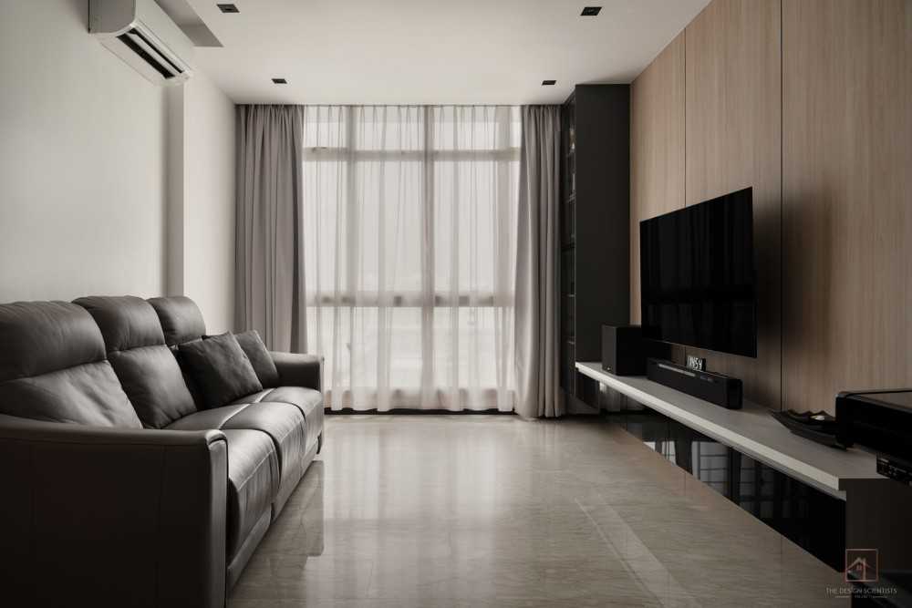 Contemporary Living Room with TV Console and Feature Wall