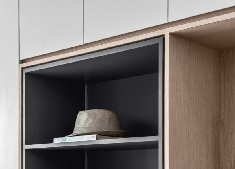 Scandinavian Living Room with Storage Cabinets and Small Storage