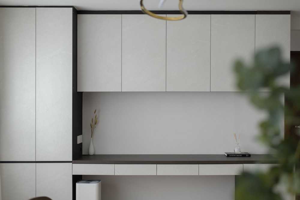 Minimalist Living Room with Storage Cabinets and Display Cabinets