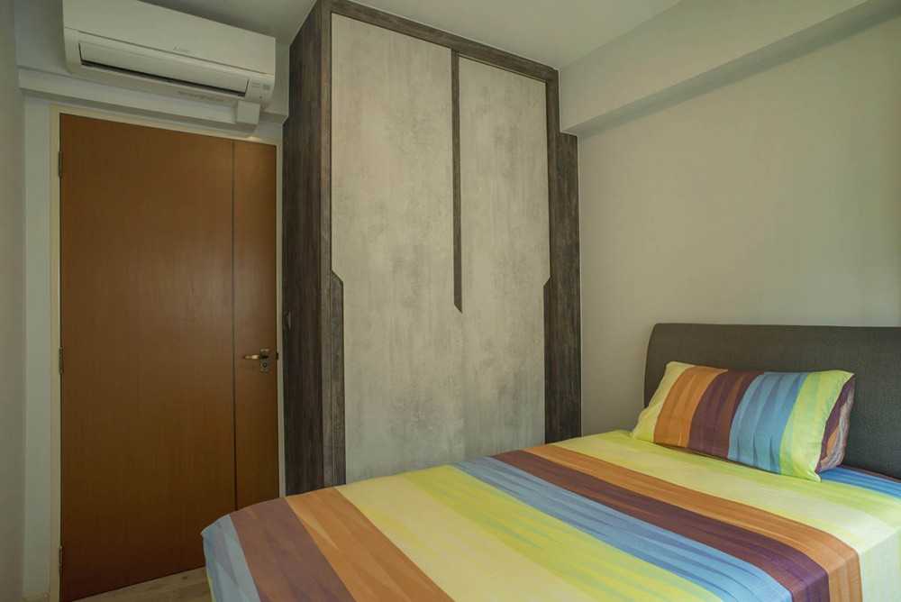Contemporary Bedroom with Vinyl Flooring and Ceiling Light