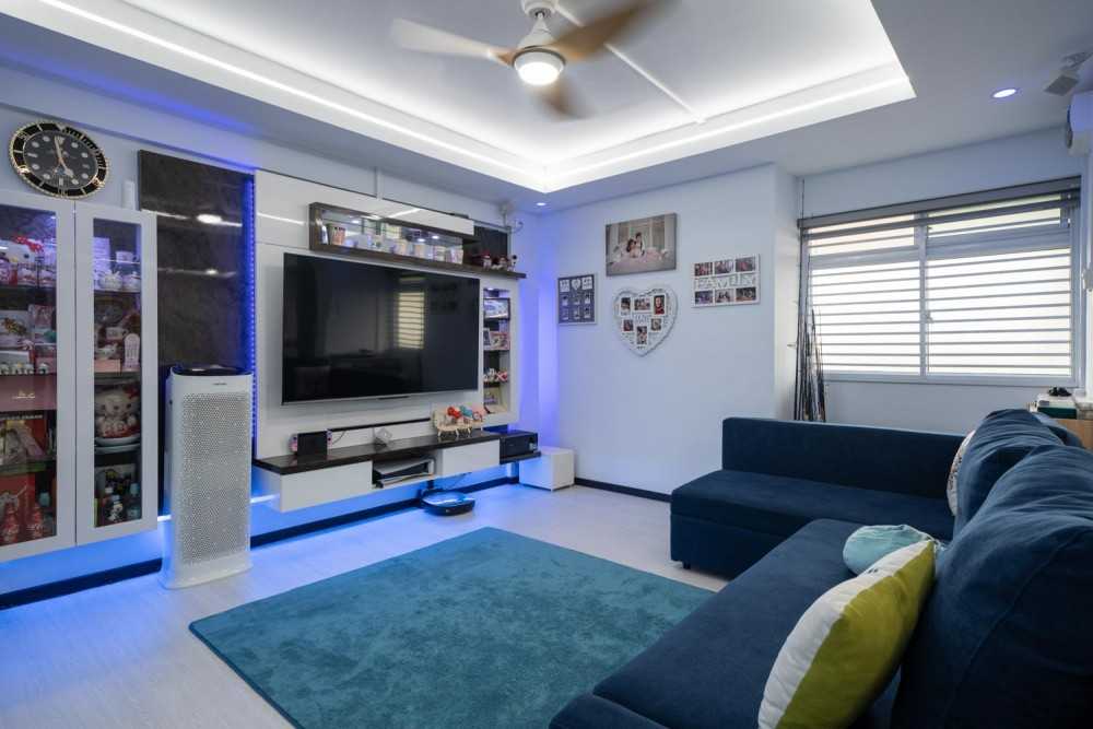 Contemporary Living Room with TV Console and Sofa