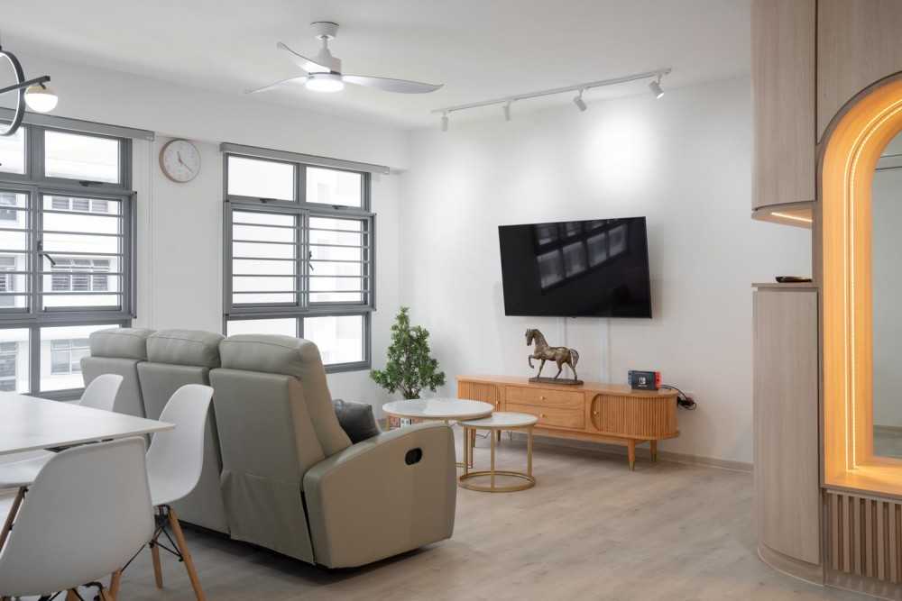Scandinavian Living Room with Sofa and TV
