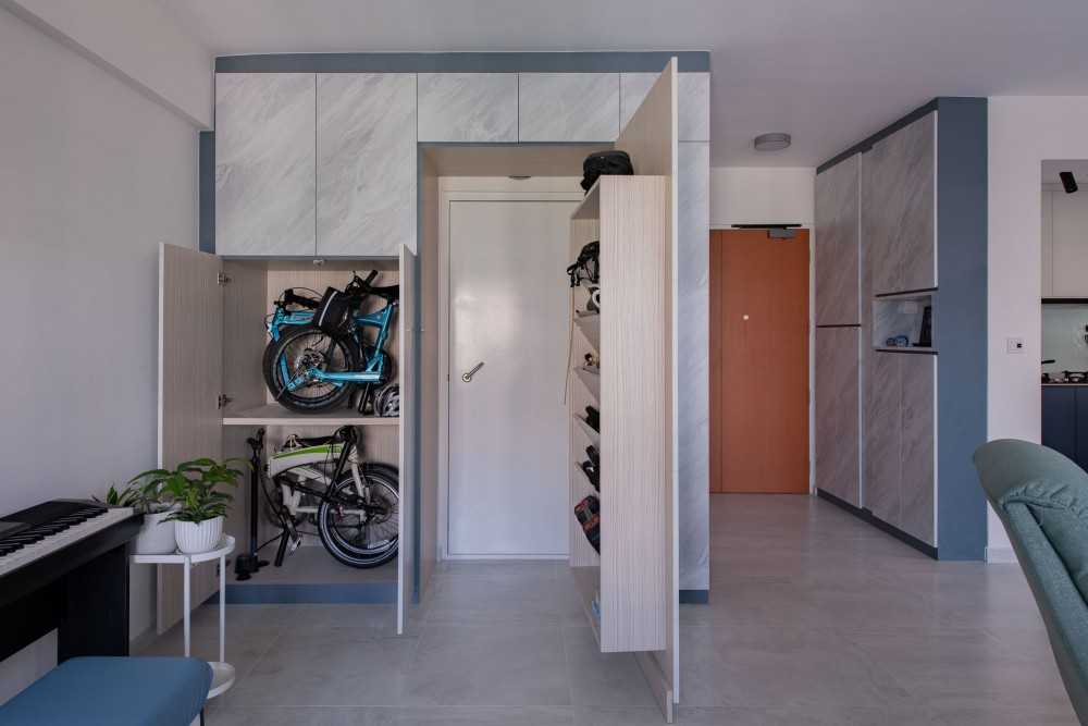 Contemporary Living Room with Storage Cabinets and Display Cabinets