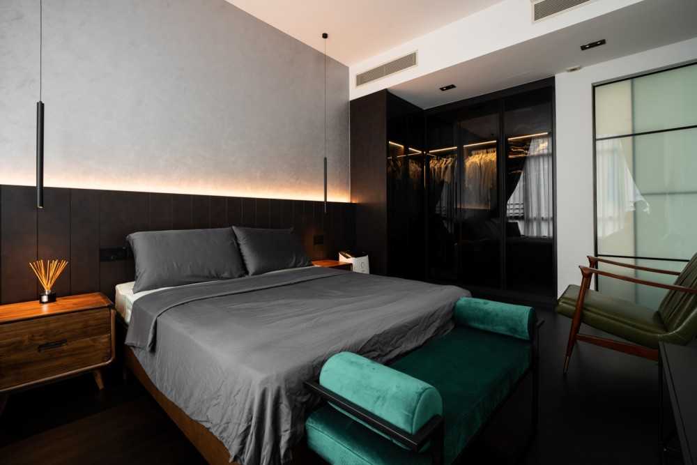 Contemporary Bedroom with Cove Lighting and Wardrobe
