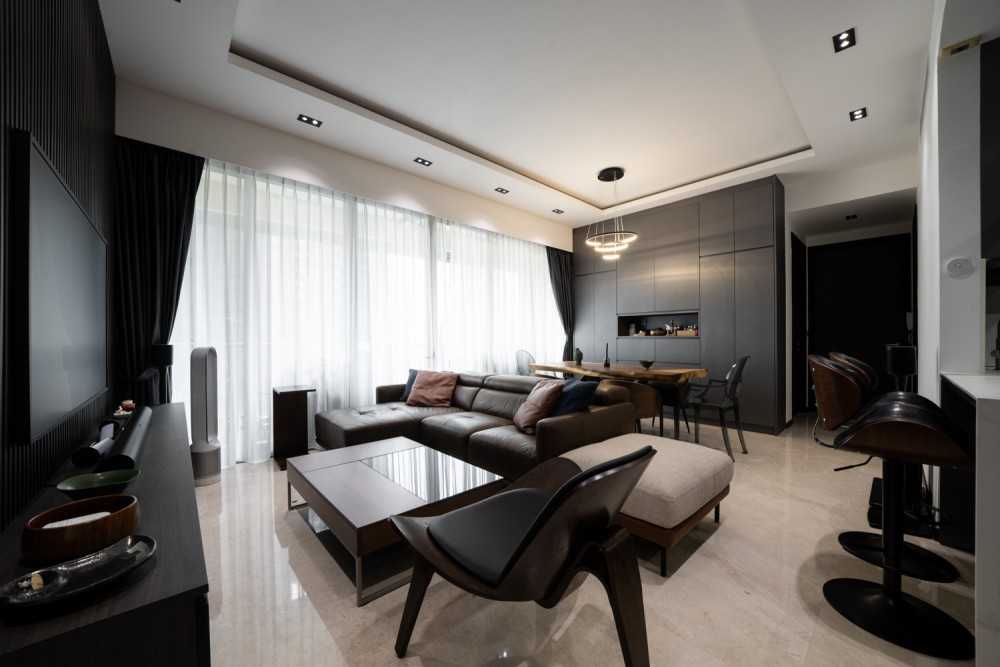 Contemporary Living Room with Wood Flooring and TV Console
