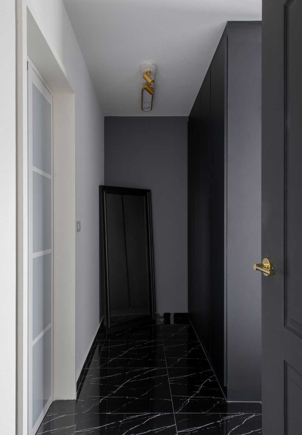 Modern Bedroom with Mirror and Wardrobe