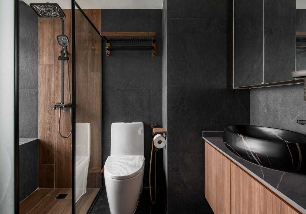 Contemporary Bathroom with Countertop and Homogeneous Tiles