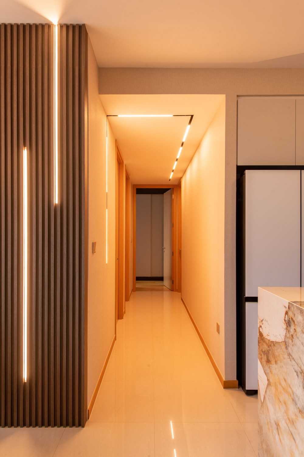 Modern Living Room with Feature Wall and Cove Lighting