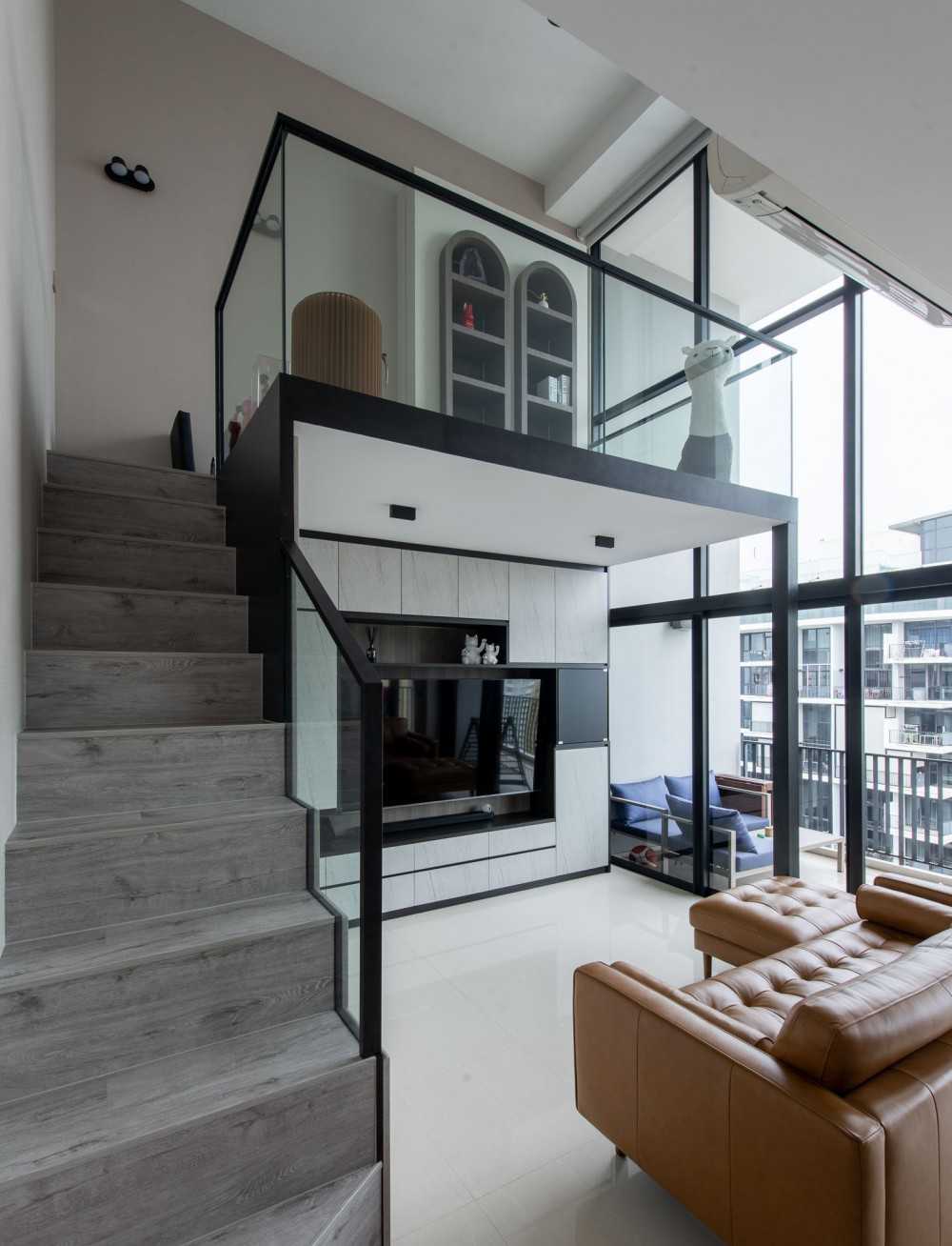 Modern Living Room with TV Console and Feature Wall