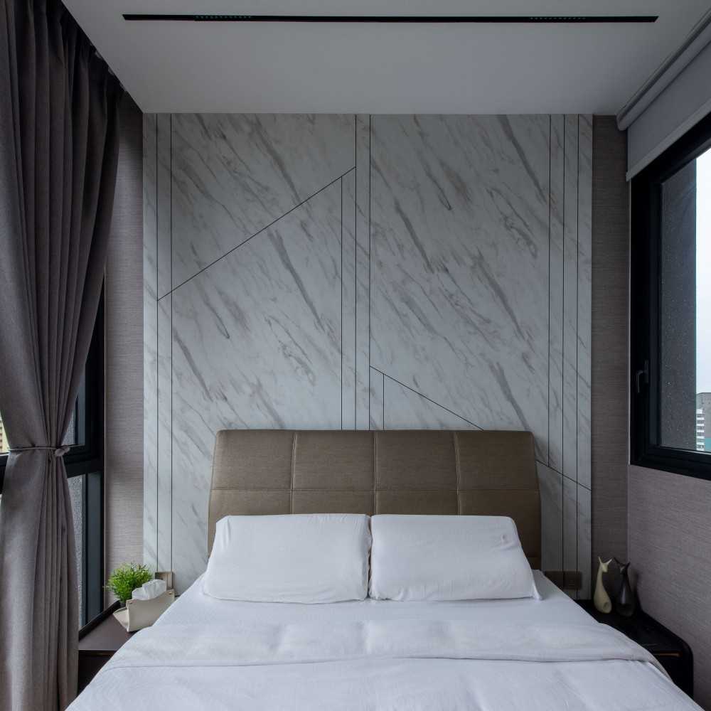 Modern Bedroom with Feature Wall and Bedside Table